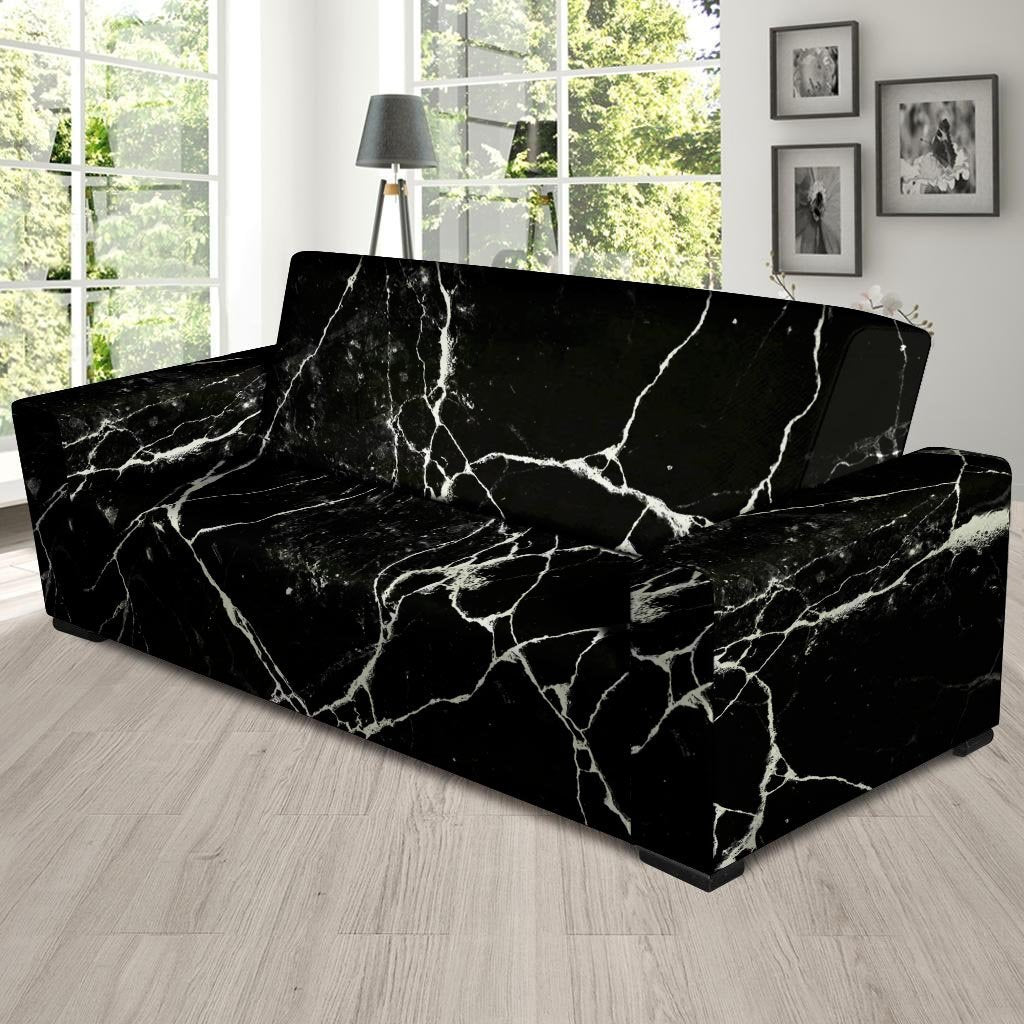 Black Cracked Marble Sofa Cover-grizzshop