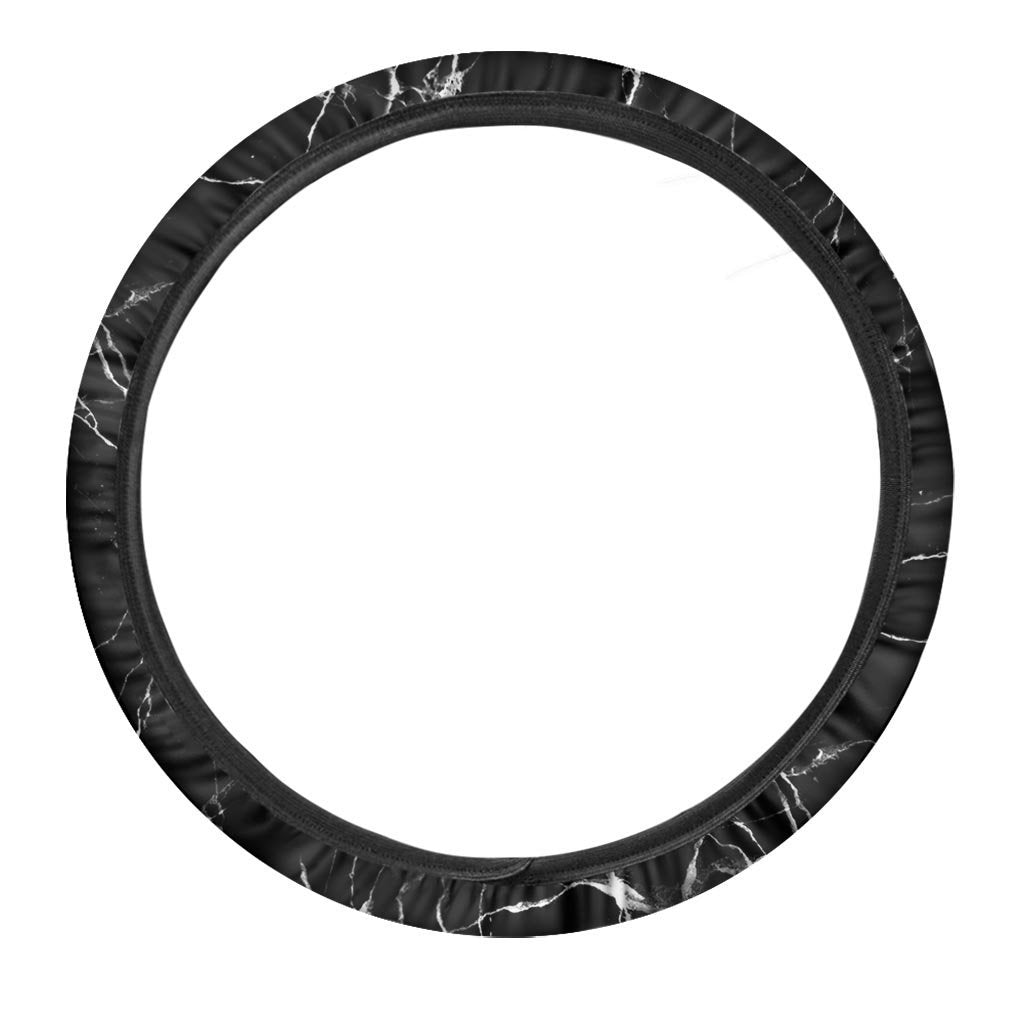 Black Cracked Marble Steering Wheel Cover-grizzshop