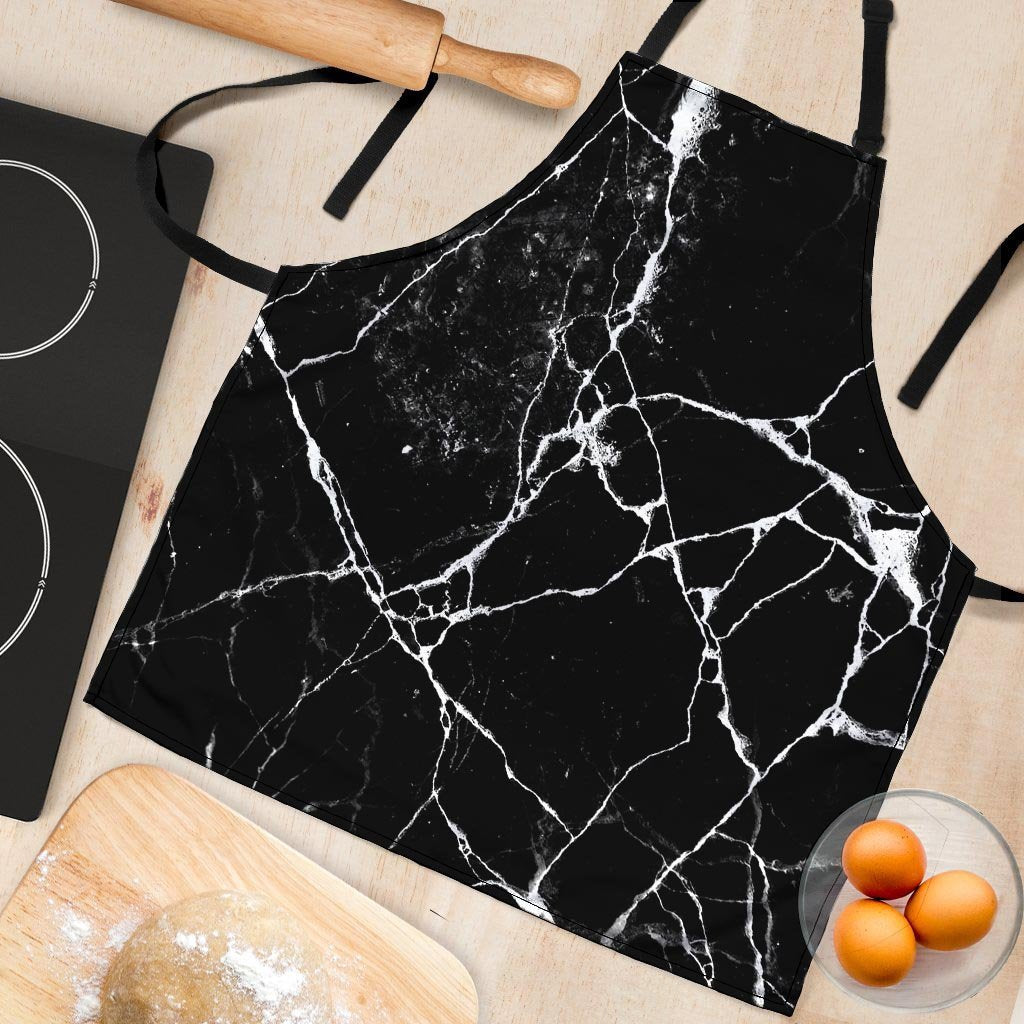 Black Cracked Marble Women's Apron-grizzshop