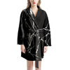 Black Cracked Marble Women's Robe-grizzshop