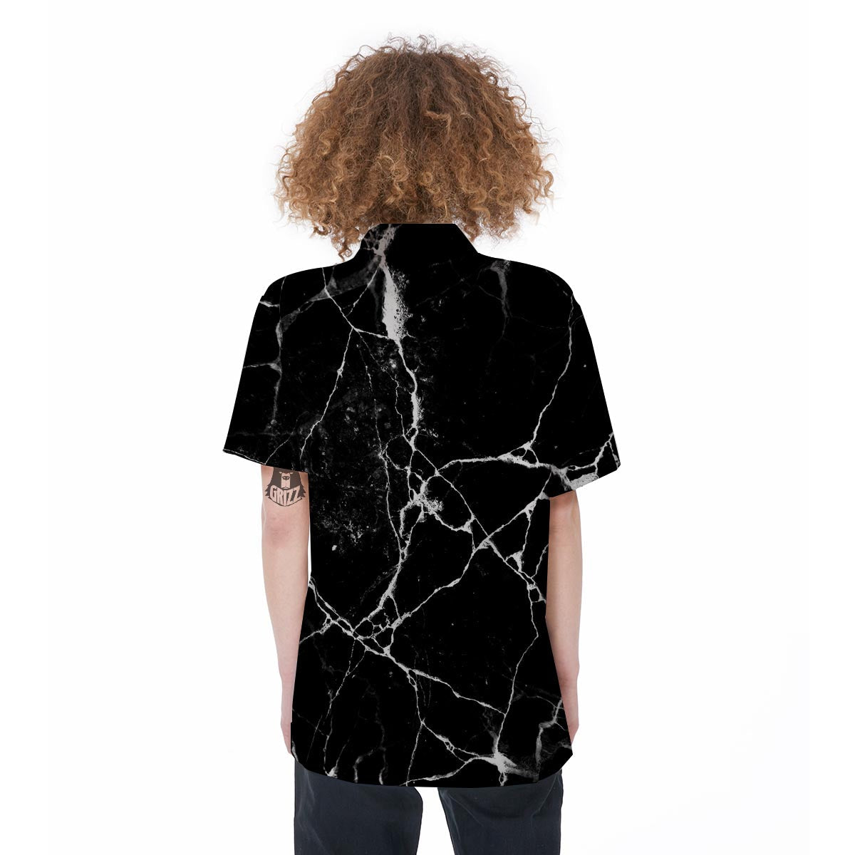 Black Cracked Marble Women's Short Sleeve Shirts-grizzshop