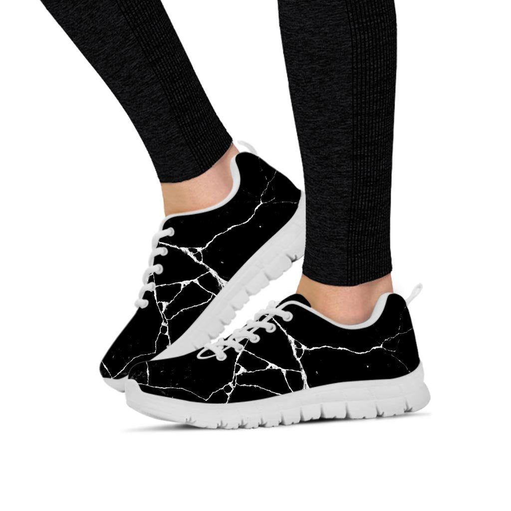 Black Cracked Marble Women's Sneakers-grizzshop