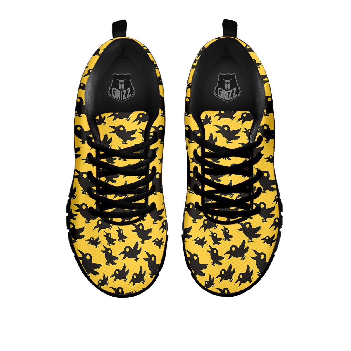 Black Crow Yellow Print Pattern Black Sneaker-grizzshop