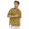 Black Crow Yellow Print Pattern Men's Short Sleeve Shirts-grizzshop