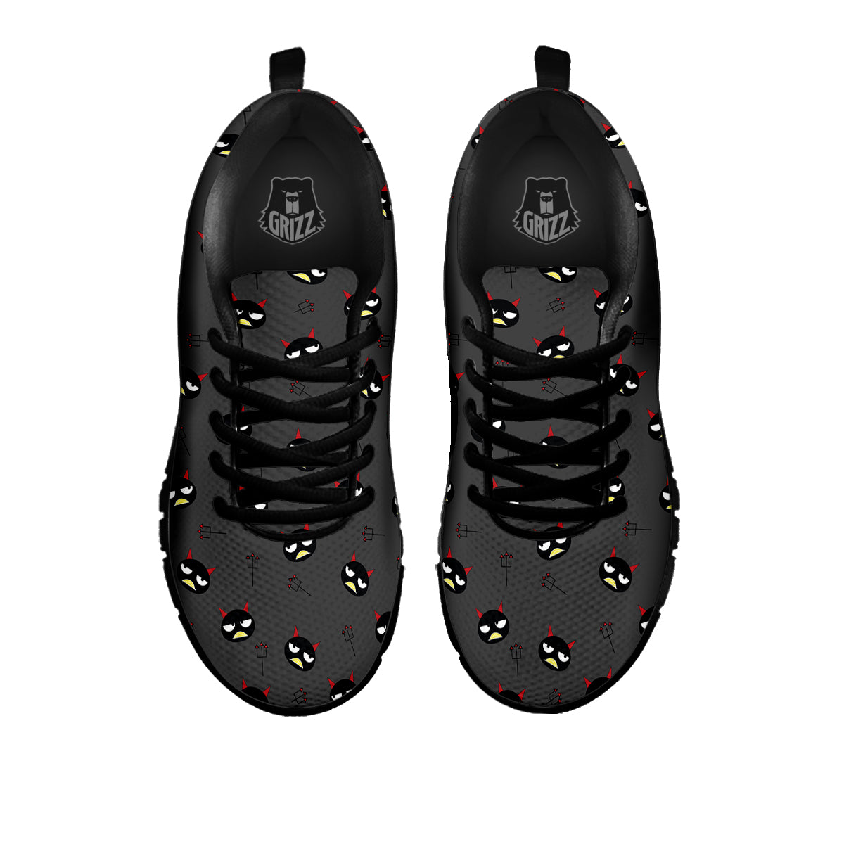 Black Demon Cartoon Print Pattern Black Sneaker-grizzshop