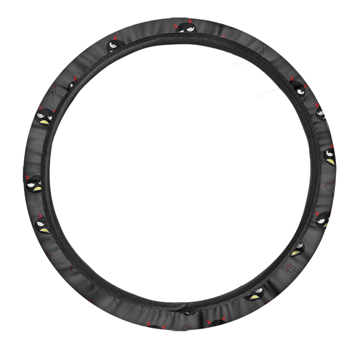 Black Demon Cartoon Print Pattern Car Steering Wheel Cover-grizzshop