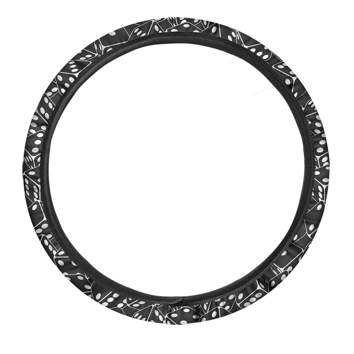 Black Dice Casino Print Pattern Car Steering Wheel Cover-grizzshop