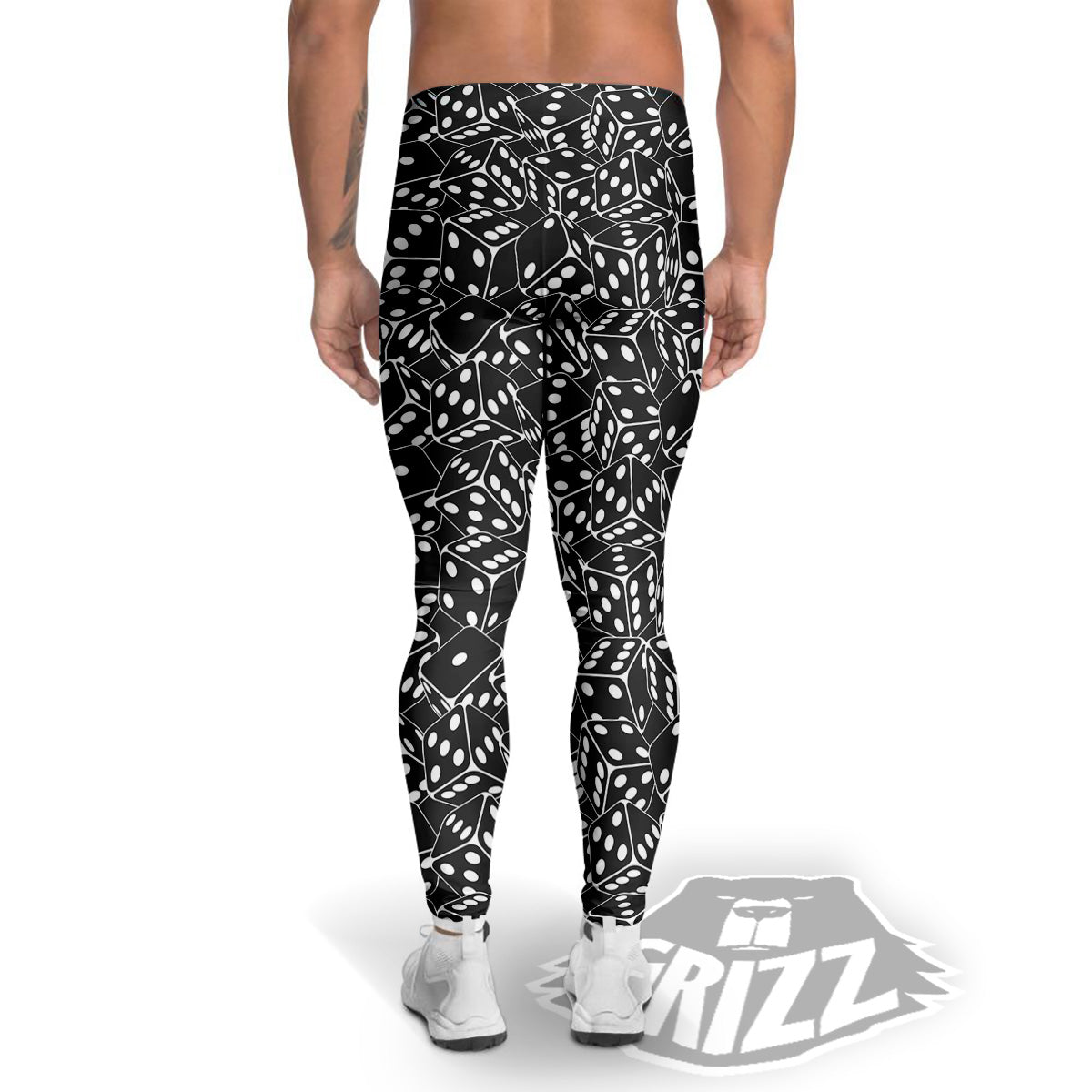 Black Dice Casino Print Pattern Men's Leggings-grizzshop