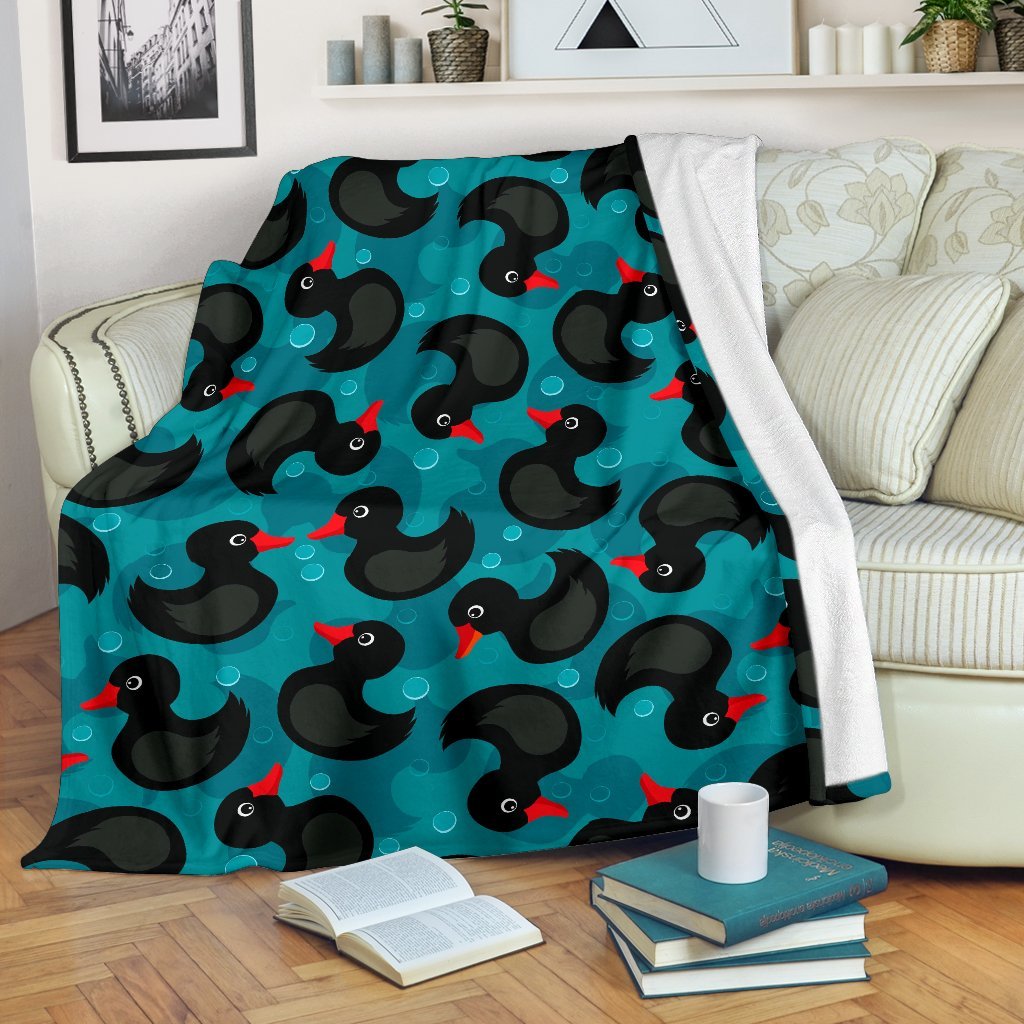 Black Duck Mallard Pattern Print Blanket-grizzshop