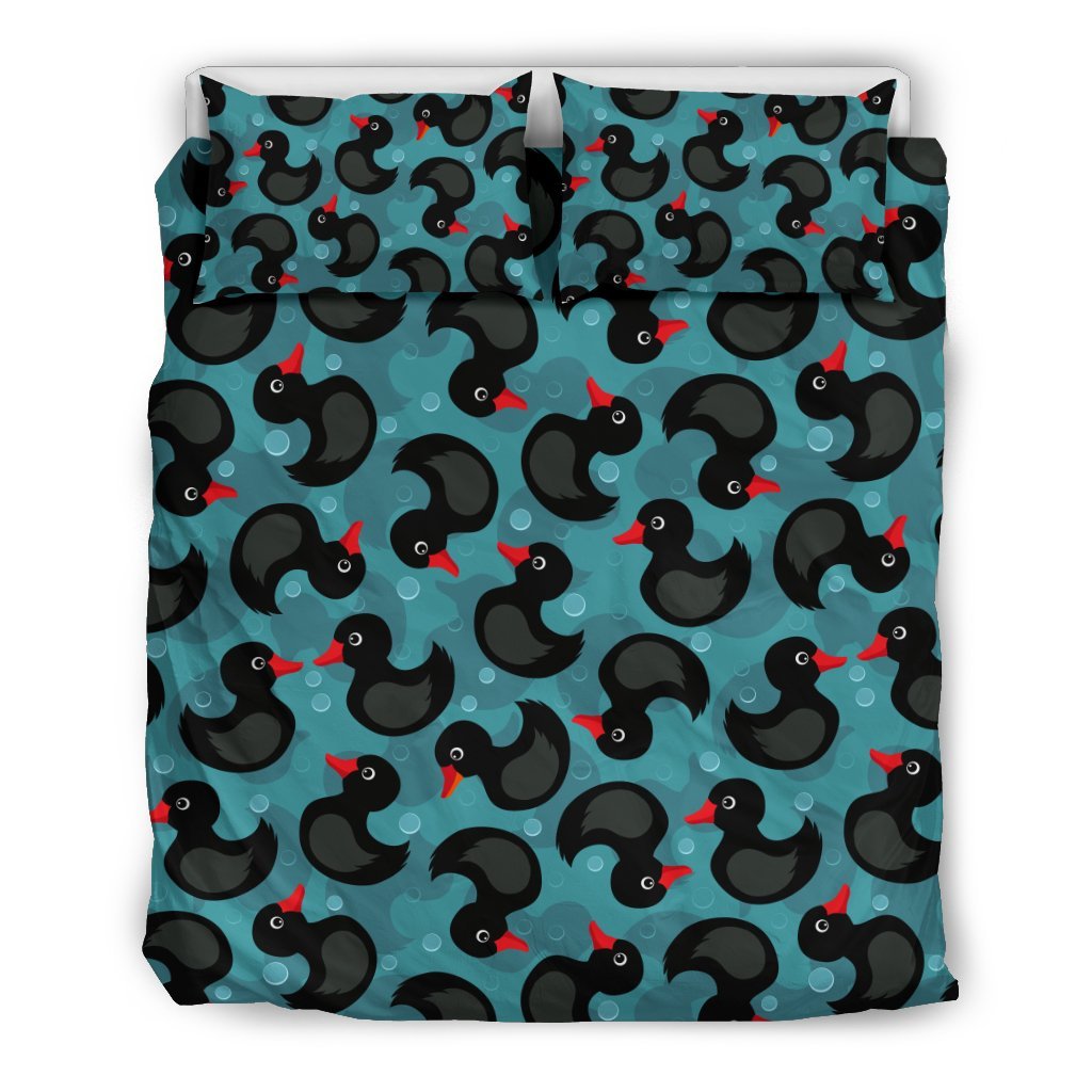 Black Duck Mallard Pattern Print Duvet Cover Bedding Set-grizzshop