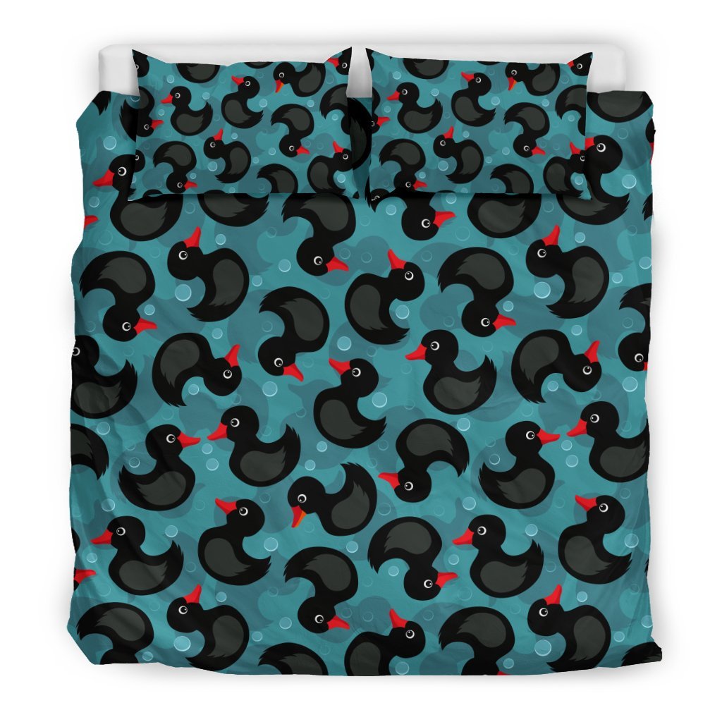 Black Duck Mallard Pattern Print Duvet Cover Bedding Set-grizzshop