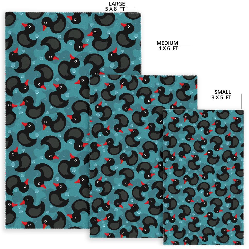 Black Duck Mallard Pattern Print Floor Mat-grizzshop