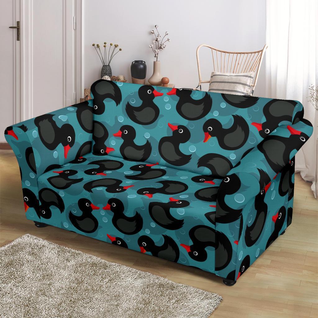 Black Duck Mallard Pattern Print Loveseat Cover-grizzshop