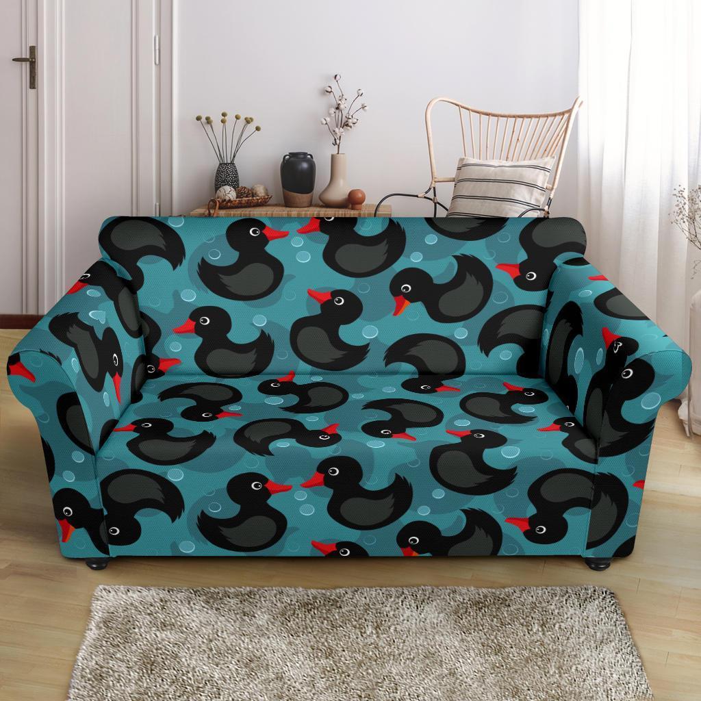 Black Duck Mallard Pattern Print Loveseat Cover-grizzshop