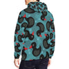 Black Duck Mallard Pattern Print Men Pullover Hoodie-grizzshop