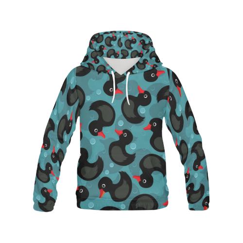 Black Duck Mallard Pattern Print Men Pullover Hoodie-grizzshop