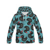 Black Duck Mallard Pattern Print Women Pullover Hoodie-grizzshop