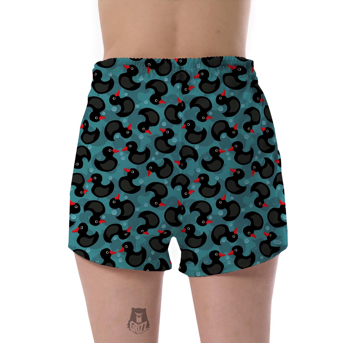 Black Duck Mallard Pattern Print Women's Shorts-grizzshop