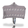 Black Elephant Aztec Pattern Print Hooded Blanket-grizzshop