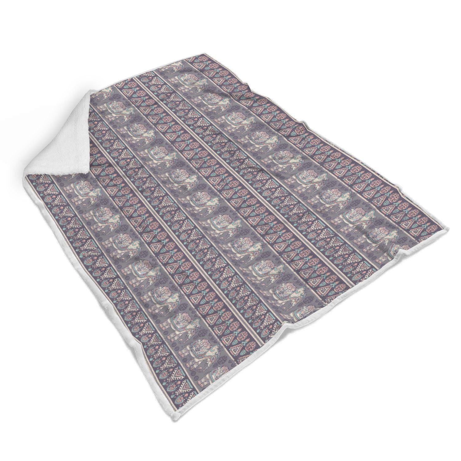 Black Elephant Aztec Pattern Print Throw Blanket-grizzshop