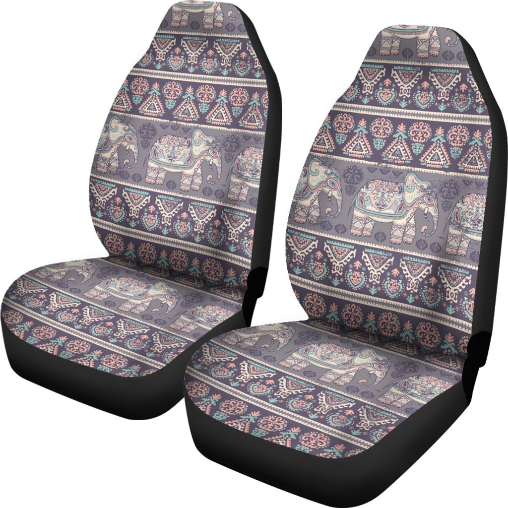Black Elephant Aztec Pattern Print Universal Fit Car Seat Cover-grizzshop