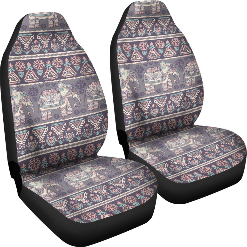 Black Elephant Aztec Pattern Print Universal Fit Car Seat Cover-grizzshop