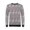 Black Elephant Aztec Pattern Print Women Crewneck Sweatshirt-grizzshop