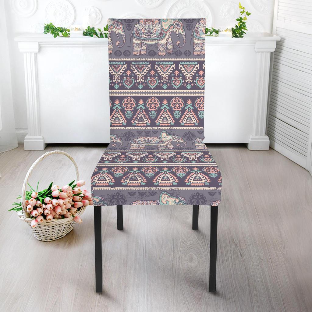 Black Elephant Aztec Pattern Prints Chair Cover-grizzshop