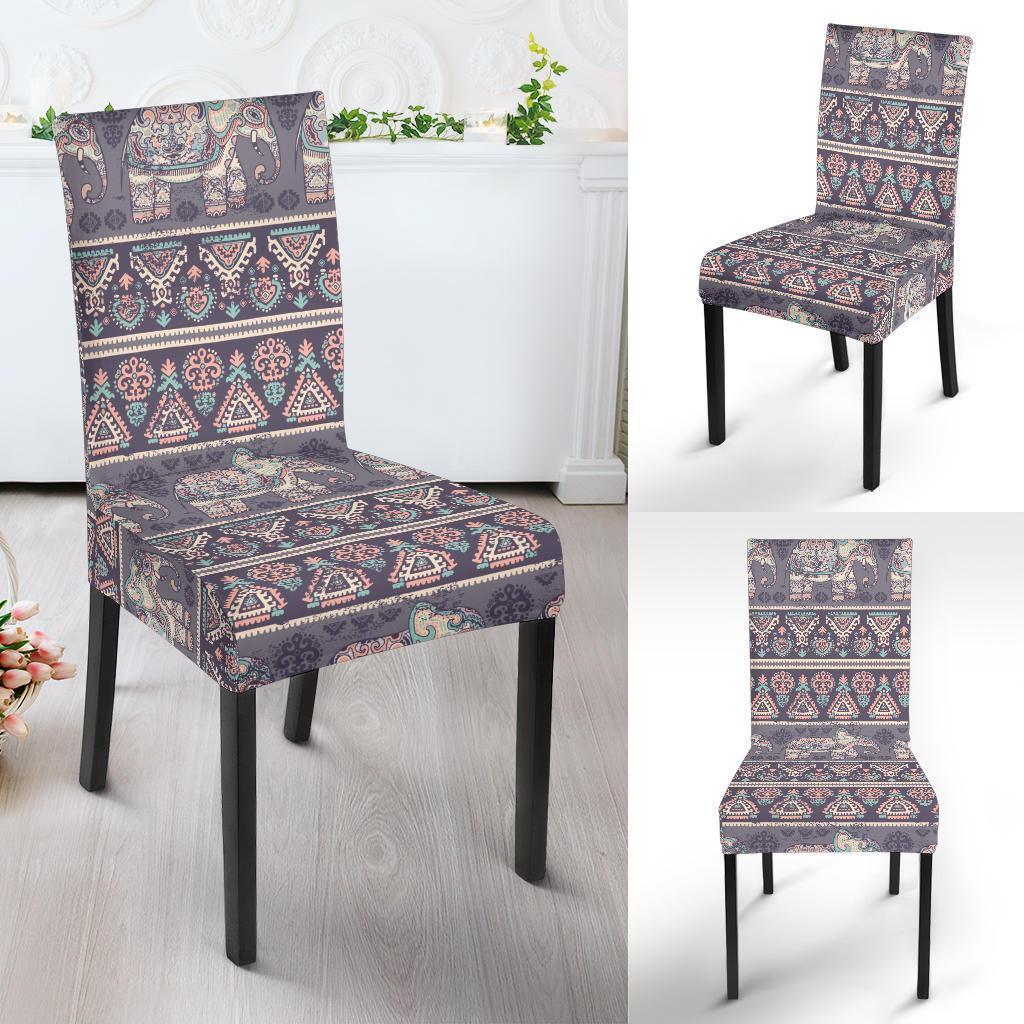 Black Elephant Aztec Pattern Prints Chair Cover-grizzshop
