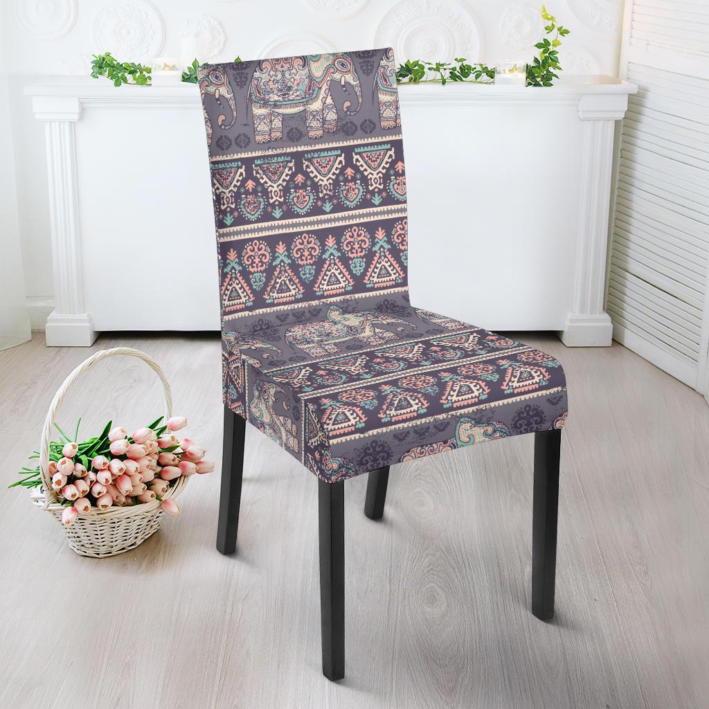 Black Elephant Aztec Pattern Prints Chair Cover-grizzshop