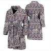 Black Elephant Aztec Pattern Prints Men Long Robe-grizzshop