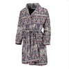 Black Elephant Aztec Pattern Prints Men Long Robe-grizzshop