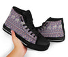 Black Elephant Aztec Pattern Prints Men Women's High Top Shoes-grizzshop