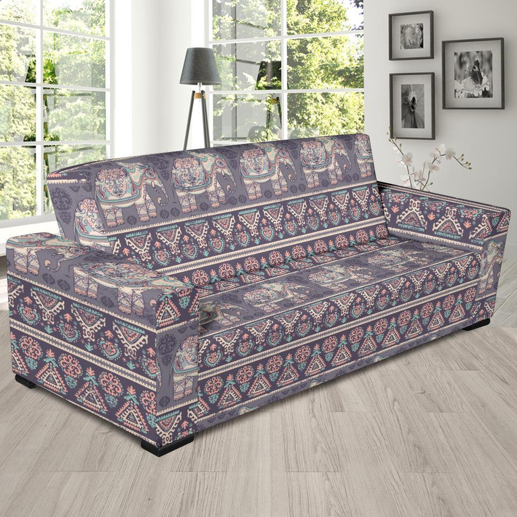 Black Elephant Aztec Pattern Prints Sofa Covers-grizzshop