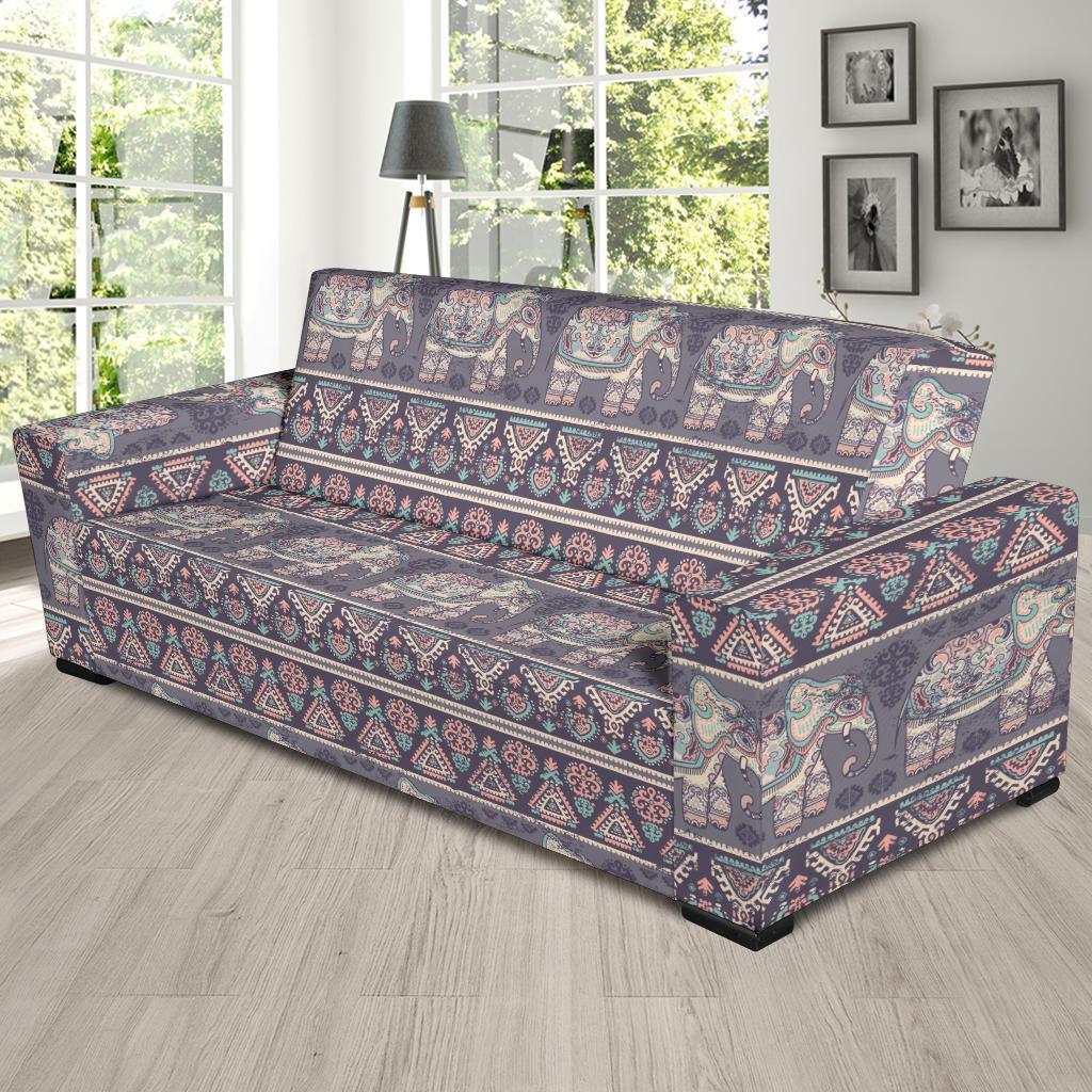 Black Elephant Aztec Pattern Prints Sofa Covers-grizzshop