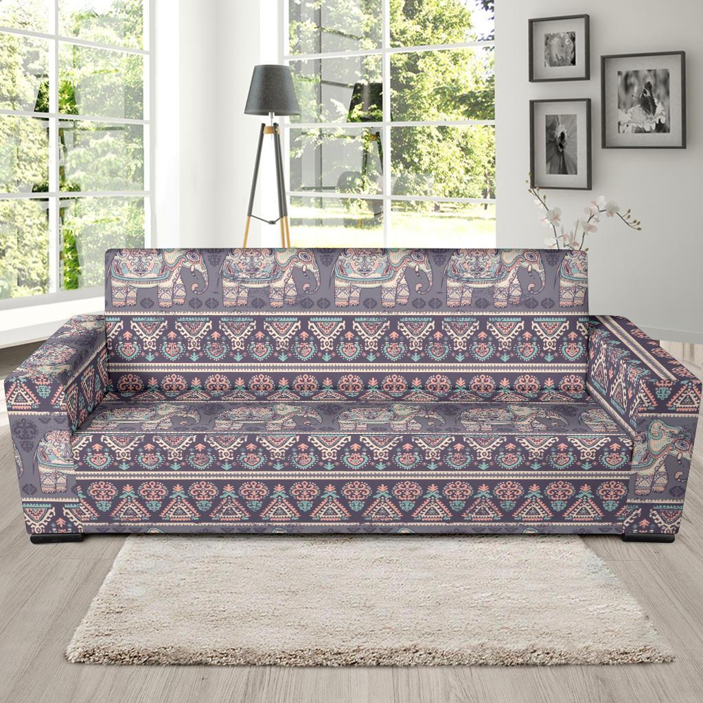 Black Elephant Aztec Pattern Prints Sofa Covers-grizzshop