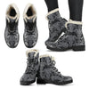 Black Elephant Mandala Print Comfy Winter Boots-grizzshop