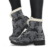 Black Elephant Mandala Print Comfy Winter Boots-grizzshop