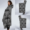 Black Elephant Mandala Print Hooded Blanket-grizzshop