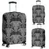 Black Elephant Mandala Print Luggage Cover Protector-grizzshop