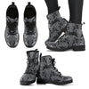 Black Elephant Mandala Print Men Women Leather Boots-grizzshop