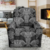 Black Elephant Mandala Print Recliner Cover-grizzshop