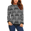 Black Elephant Mandala Print Women Crewneck Sweatshirt-grizzshop