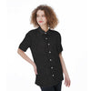 Black Glitter Texture Print Women's Short Sleeve Shirts-grizzshop