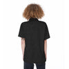 Black Glitter Texture Print Women's Short Sleeve Shirts-grizzshop