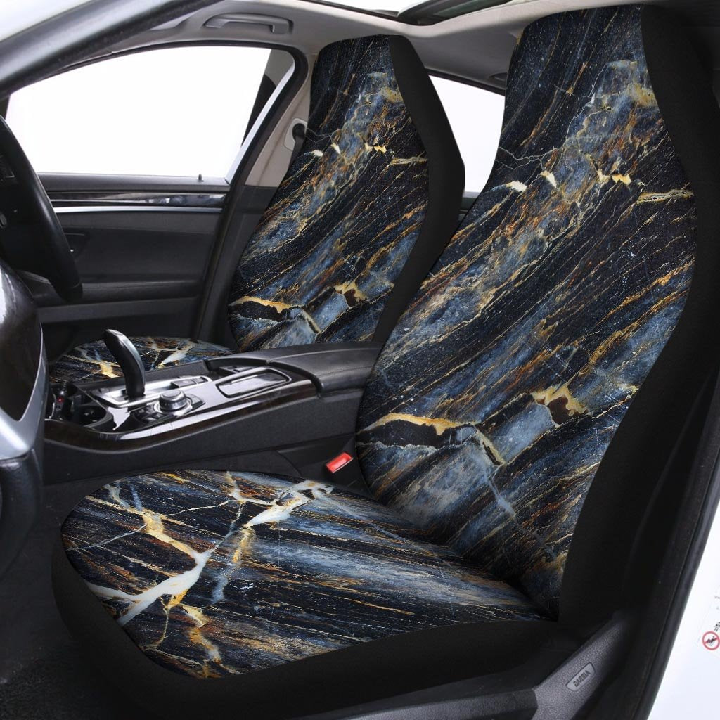 Black Gold Cracked Marble Car Seat Covers-grizzshop