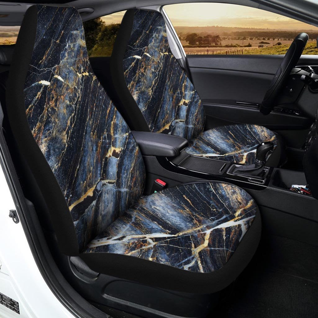 Black Gold Cracked Marble Car Seat Covers-grizzshop