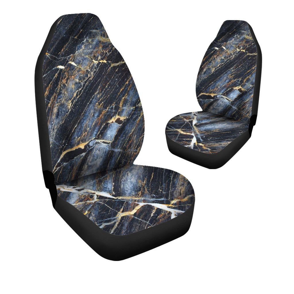 Black Gold Cracked Marble Car Seat Covers-grizzshop