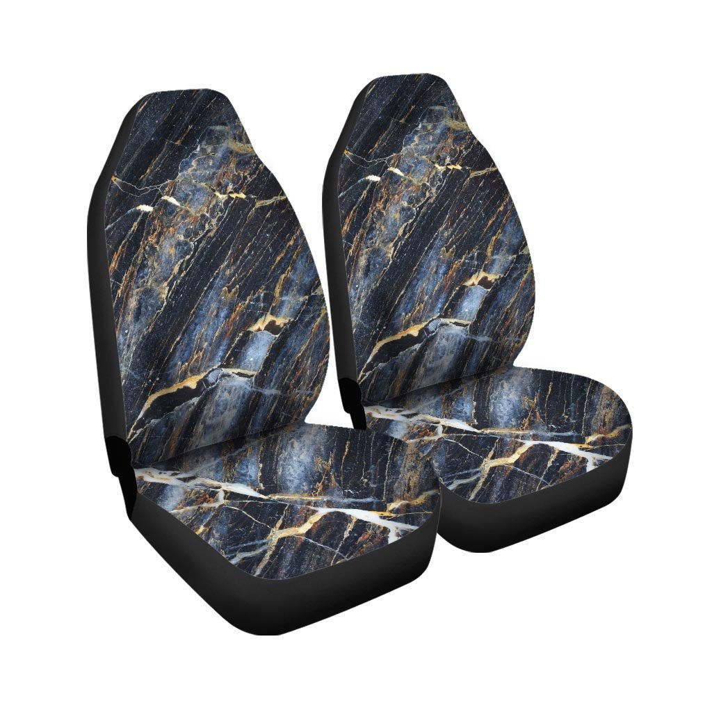 Black Gold Cracked Marble Car Seat Covers-grizzshop
