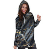 Black Gold Cracked Marble Hoodie Dress-grizzshop